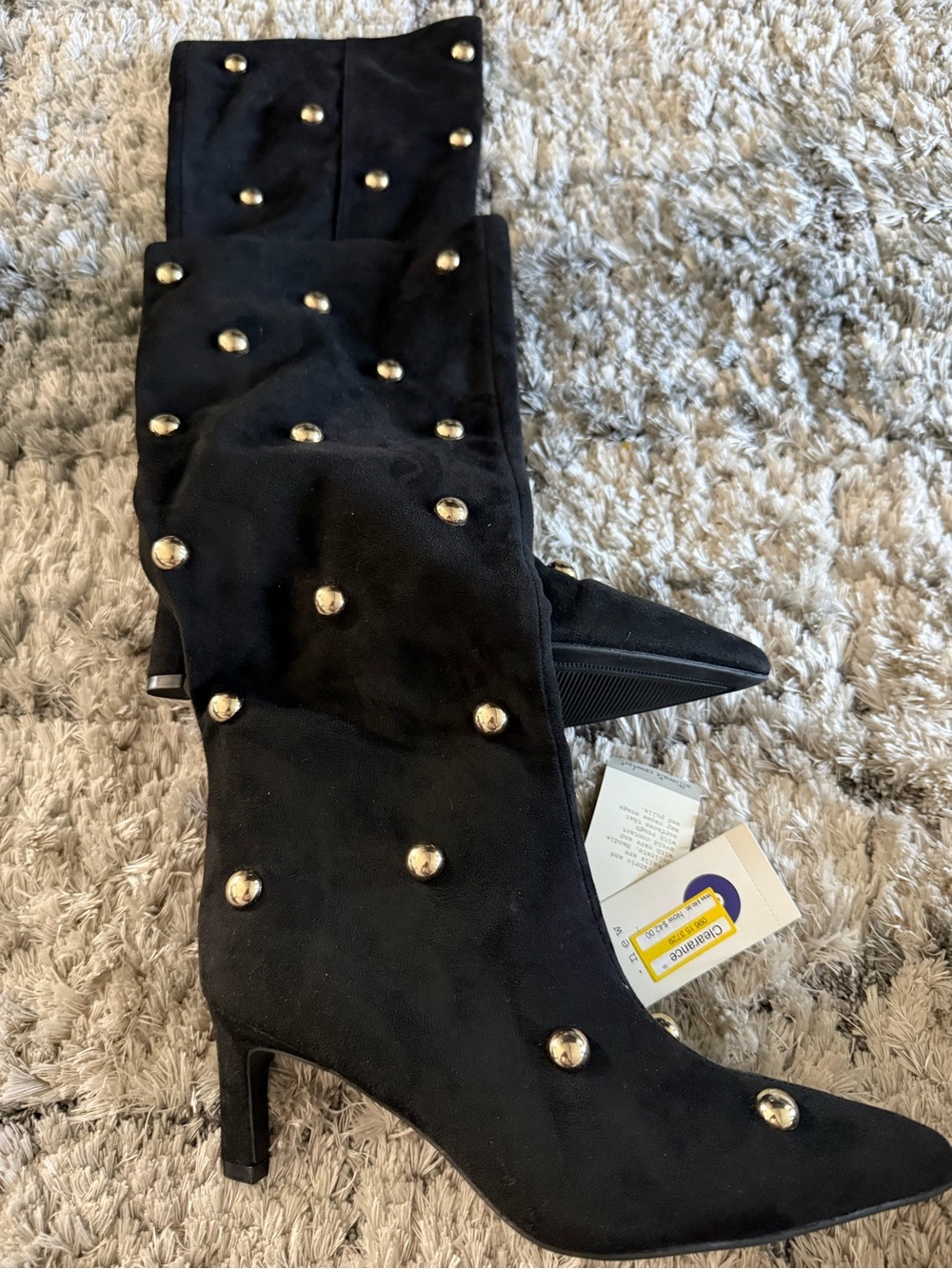 a new day Black Studded Knee-High Heeled Boots